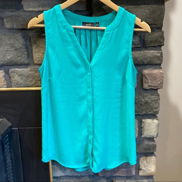 Apt. 9 Tops - APT 9 teal green blue button up tank top shirt